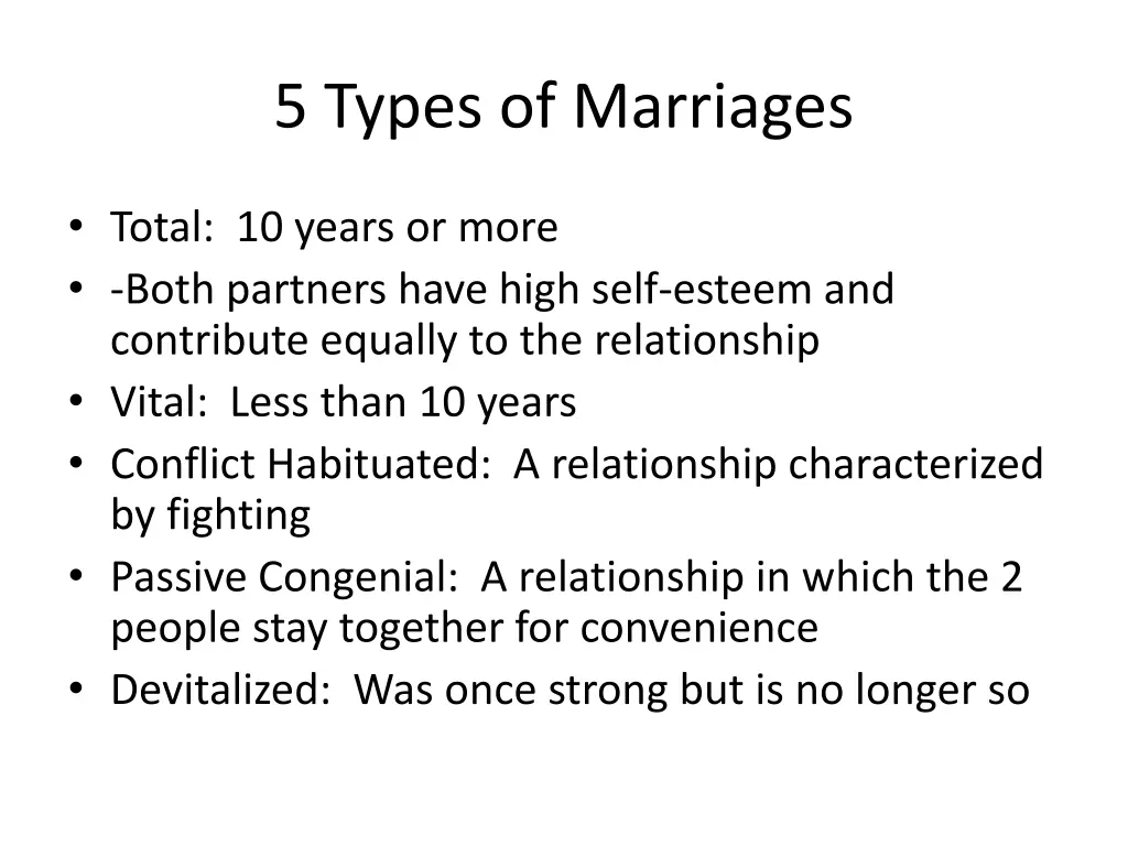 5 types of marriages