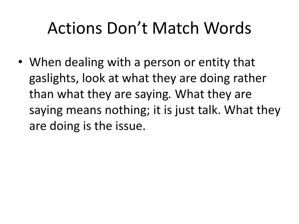 actions don t match words