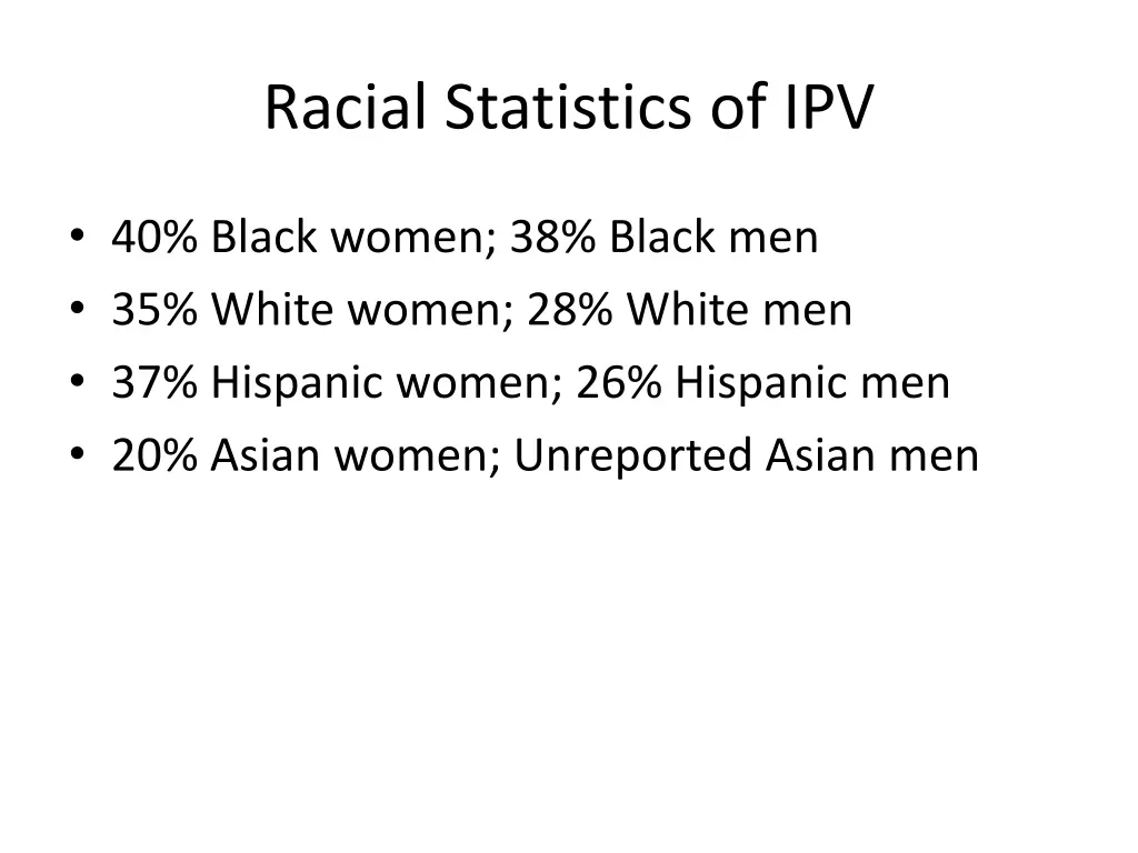 racial statistics of ipv