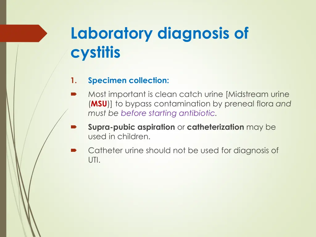 laboratory diagnosis of cystitis