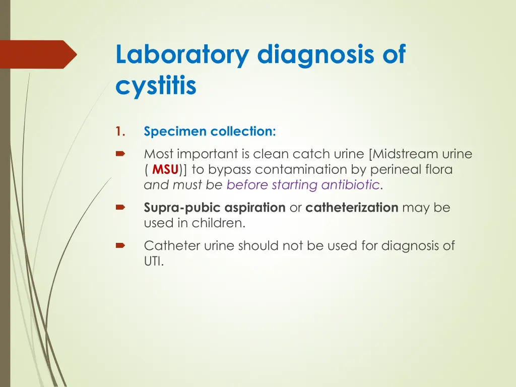 laboratory diagnosis of cystitis