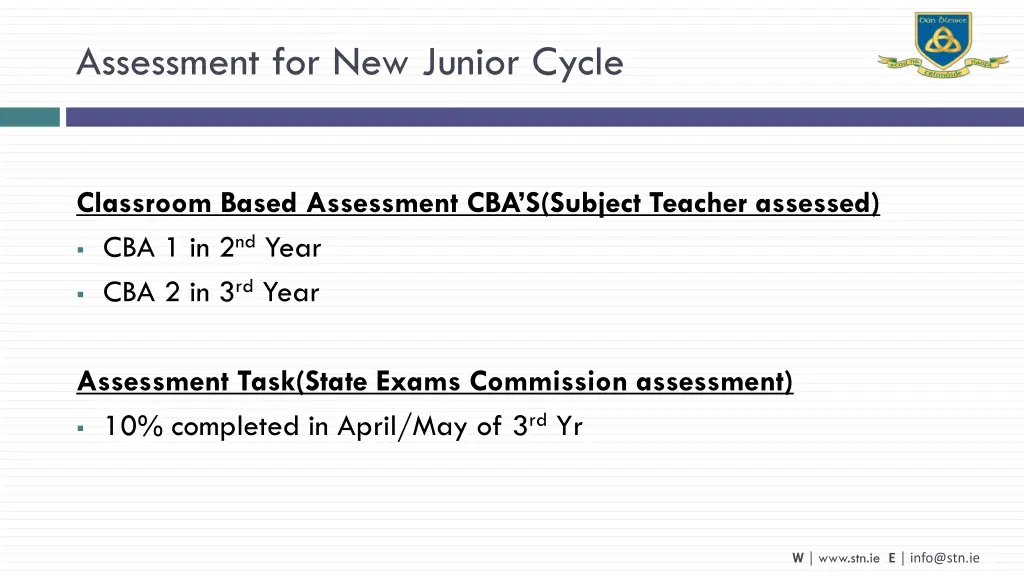 assessment for new junior cycle