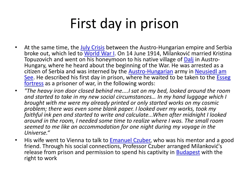 first day in prison