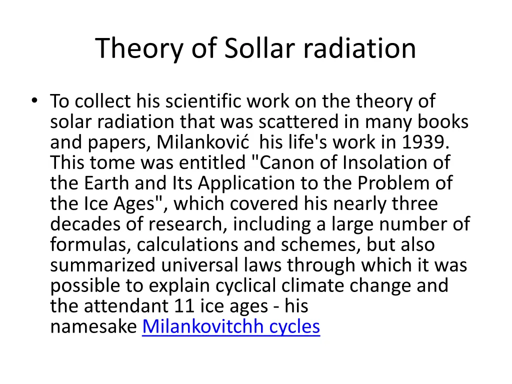 theory of sollar radiation