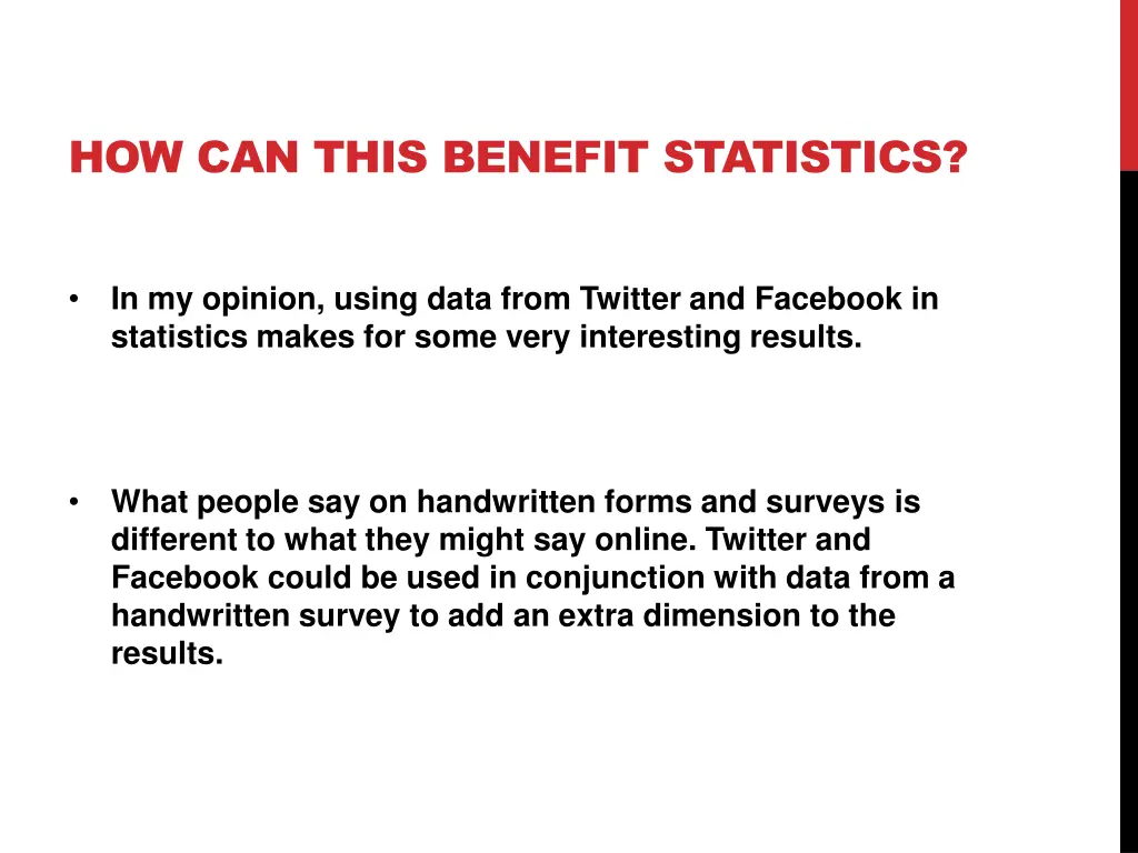 how can this benefit statistics