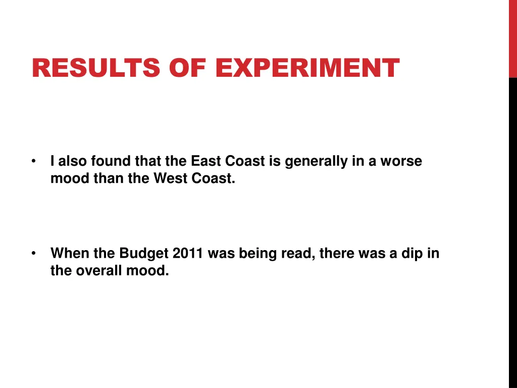 results of experiment 1