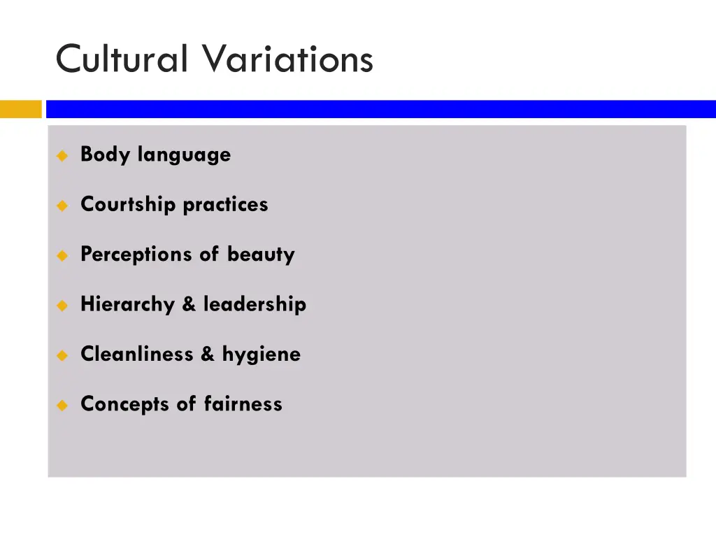 cultural variations