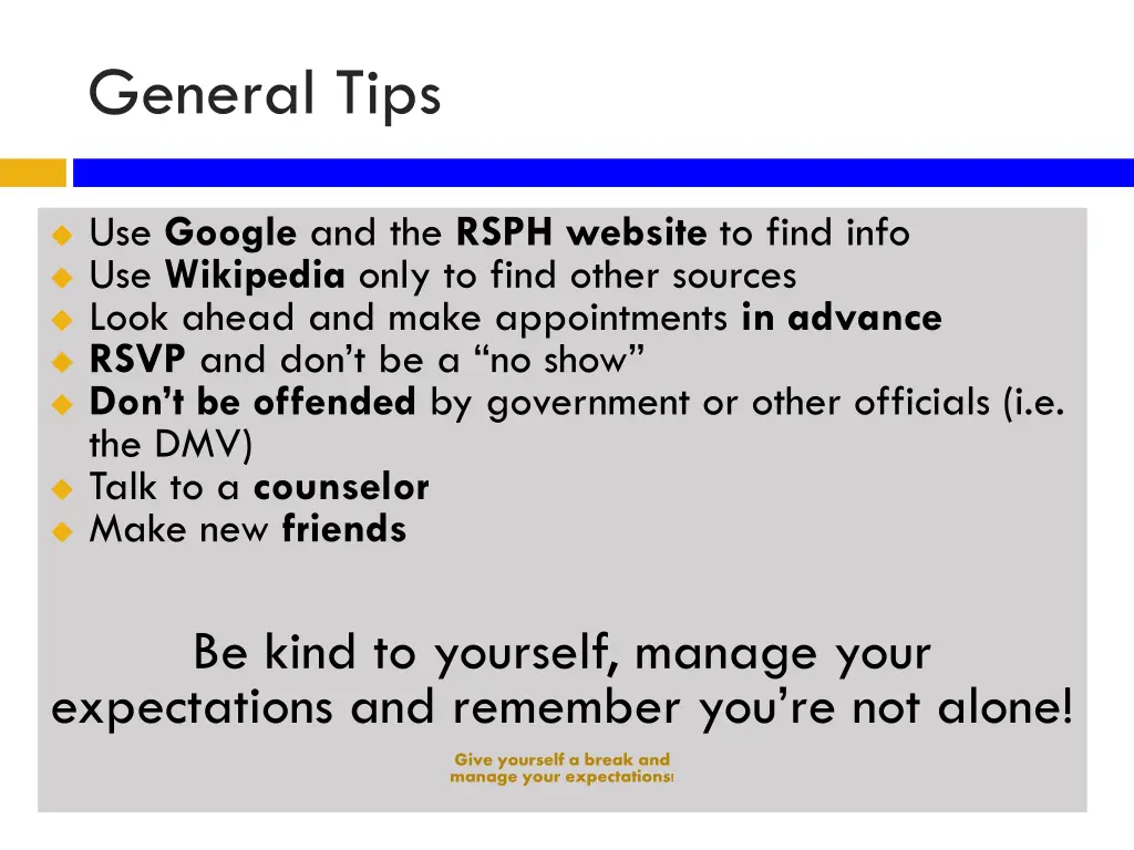 general tips