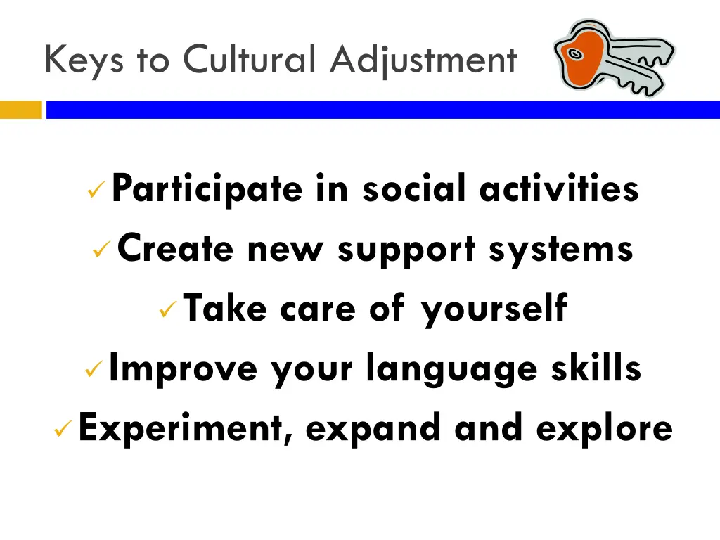 keys to cultural adjustment