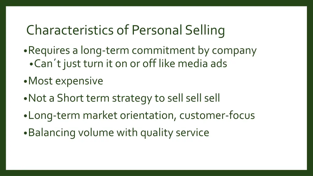 characteristics of personal selling