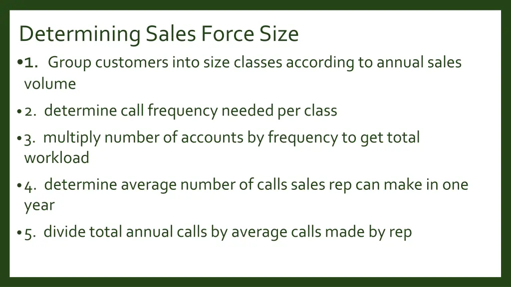 determining sales force size 1 group customers