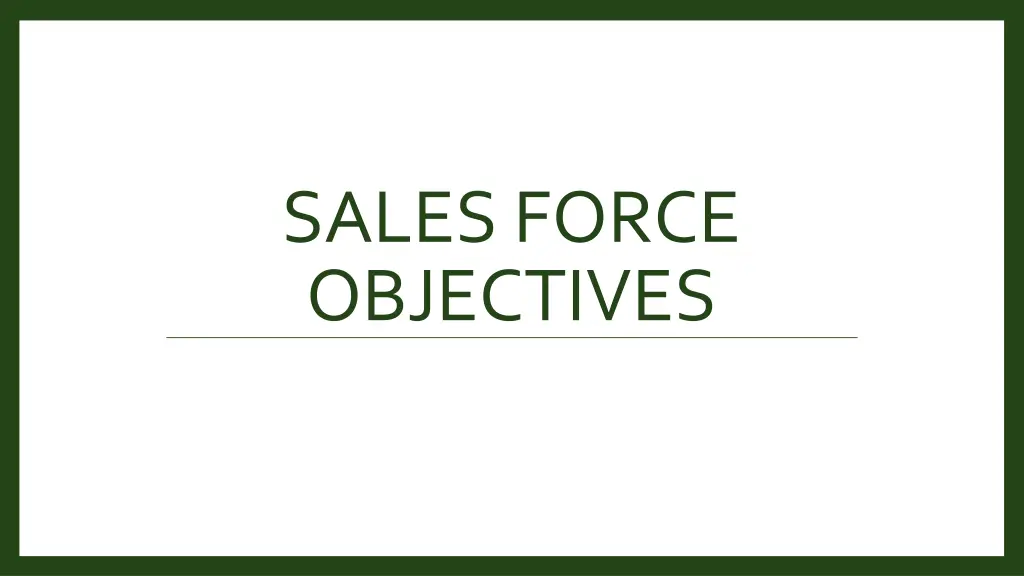 sales force objectives