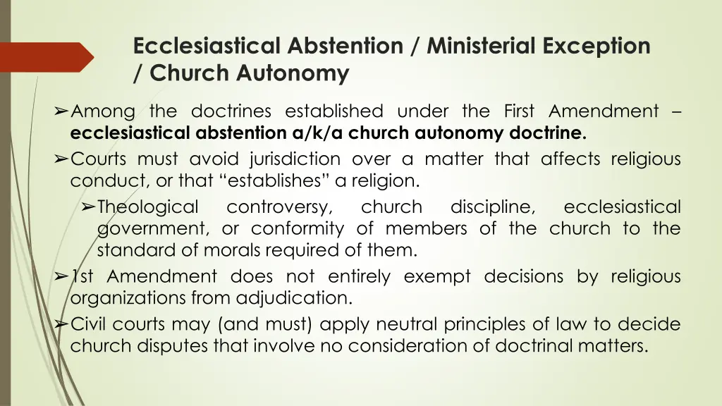 ecclesiastical abstention ministerial exception 1