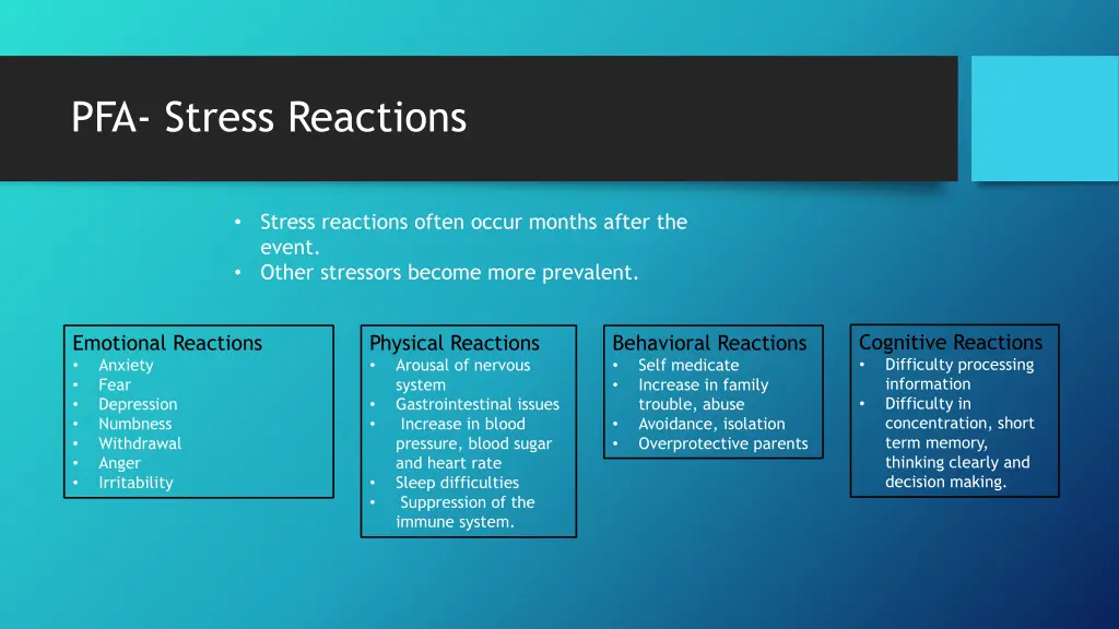 pfa stress reactions