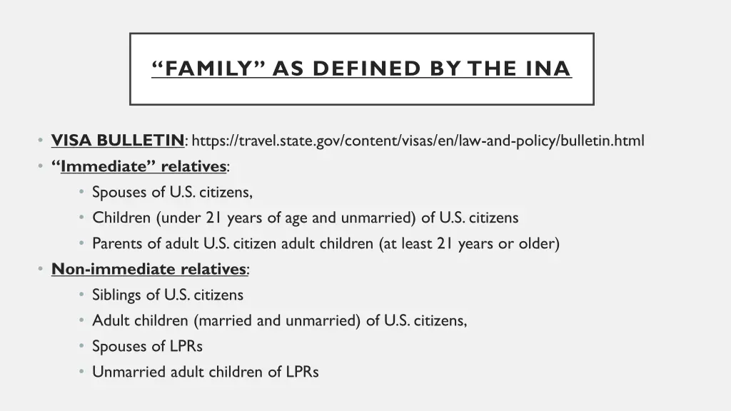 family as defined by the ina