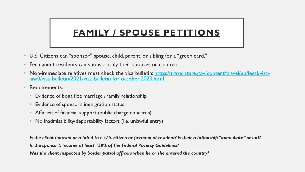 family spouse petitions