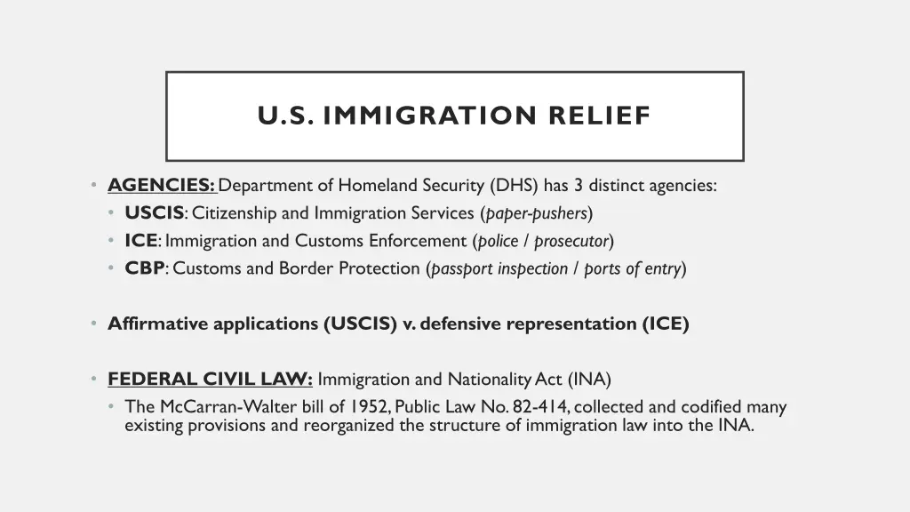 u s immigration relief