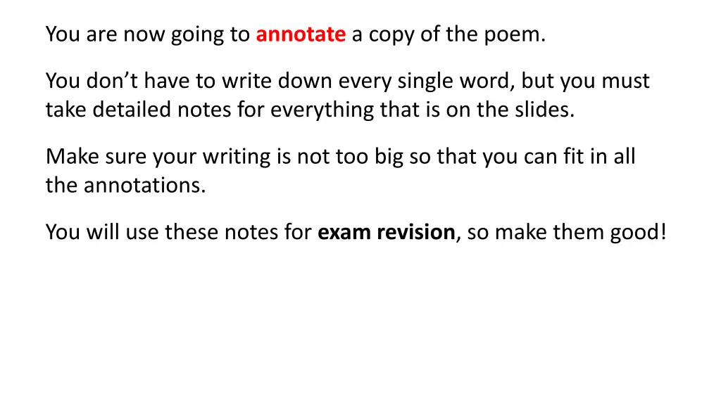 you are now going to annotate a copy of the poem