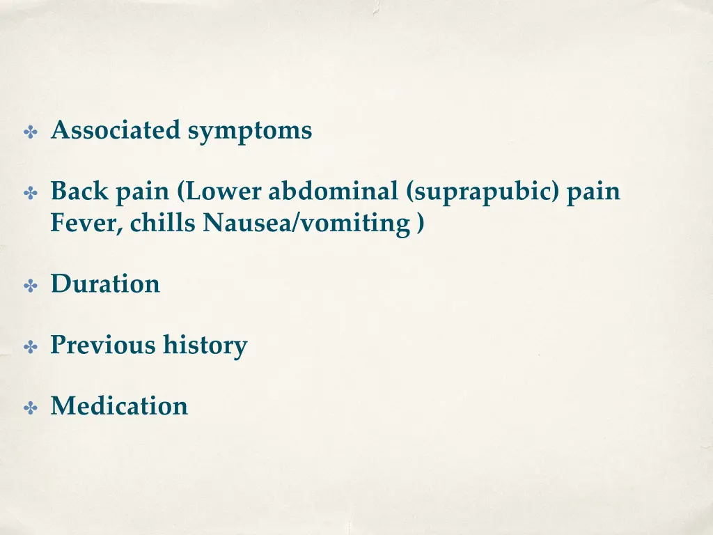 associated symptoms