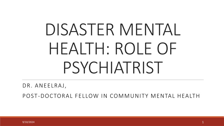 disaster mental health role of psychiatrist