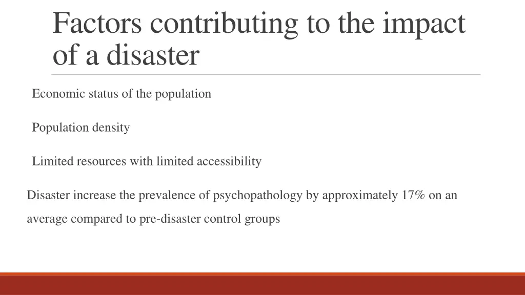 factors contributing to the impact of a disaster