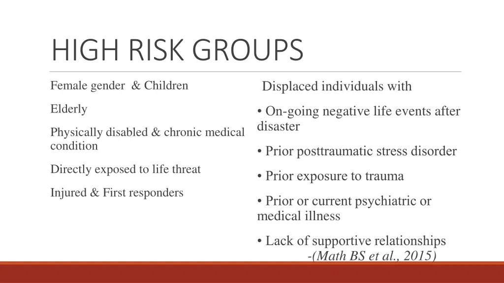 high risk groups