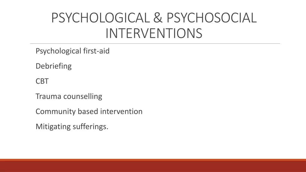 psychological psychosocial interventions