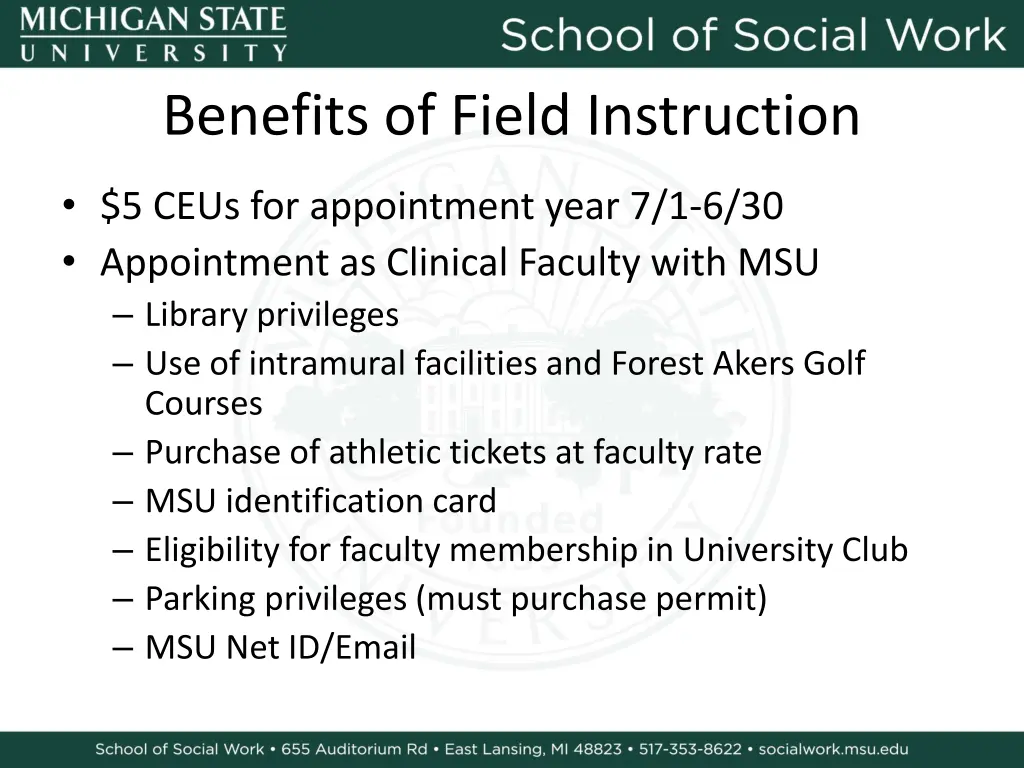 benefits of field instruction