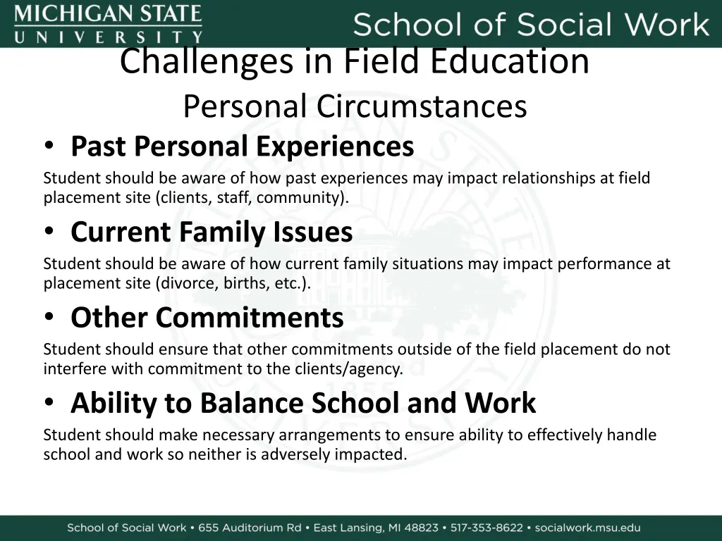 challenges in field education personal