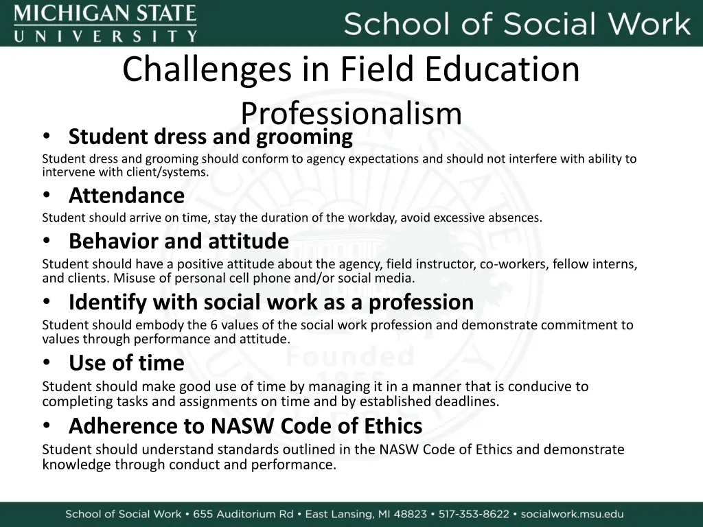 challenges in field education professionalism