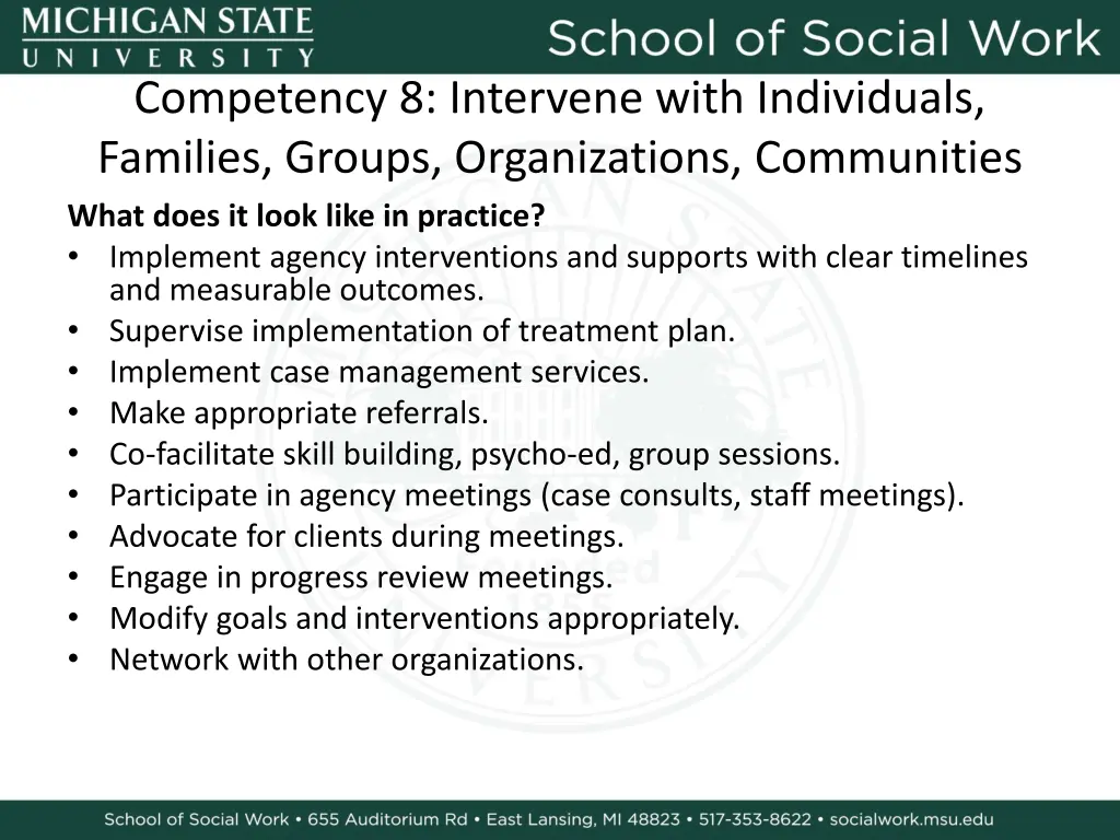 competency 8 intervene with individuals families