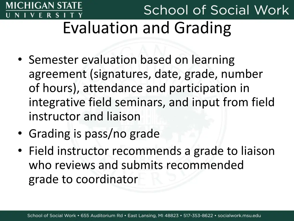 evaluation and grading