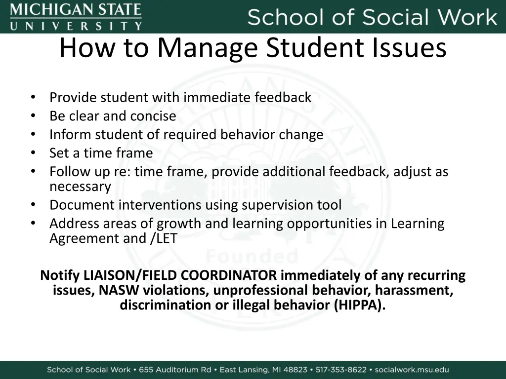 how to manage student issues