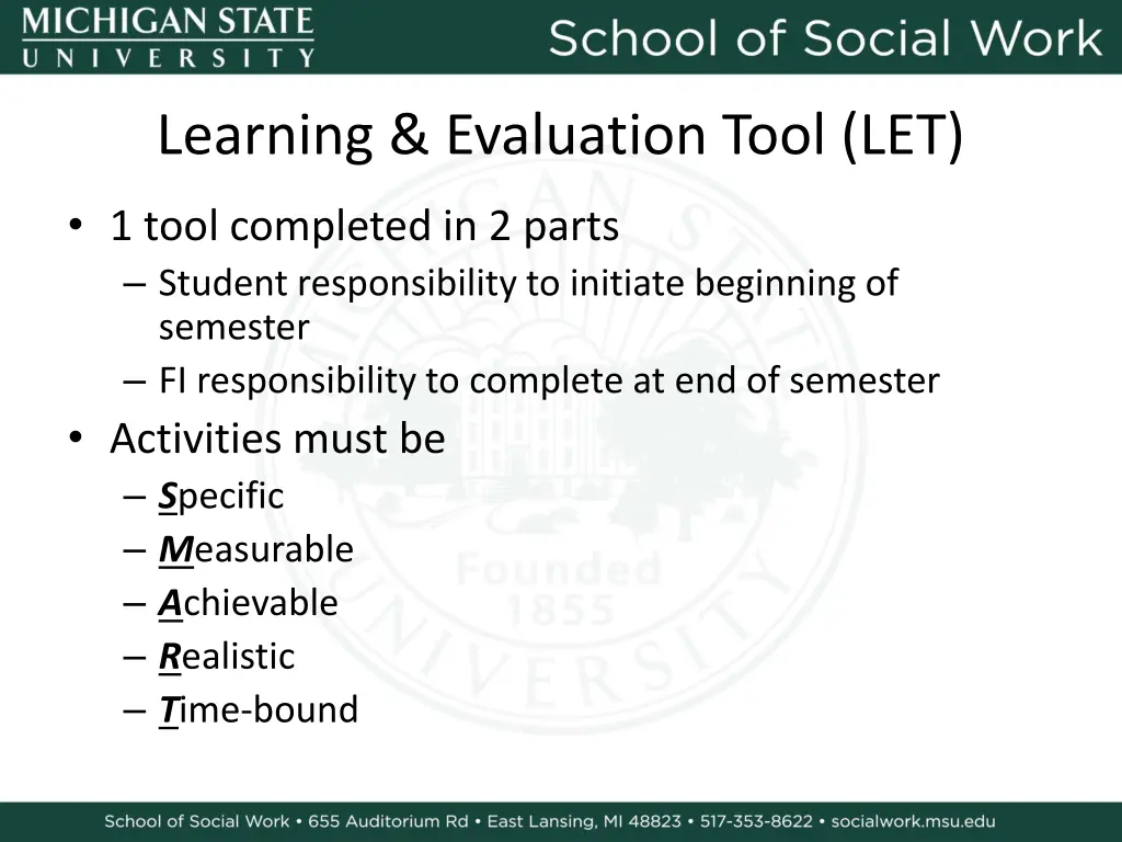 learning evaluation tool let