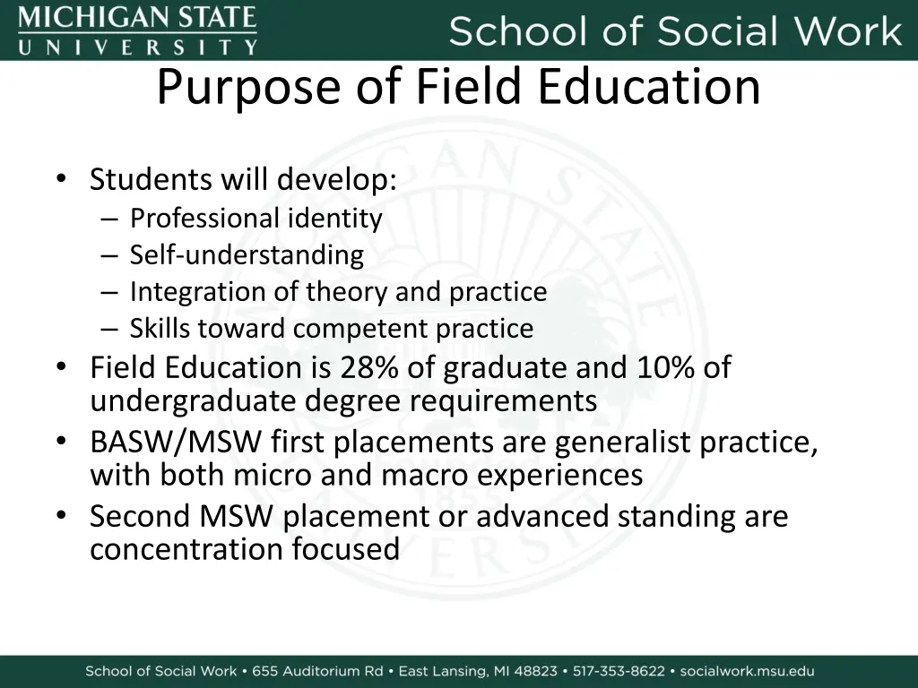 purpose of field education