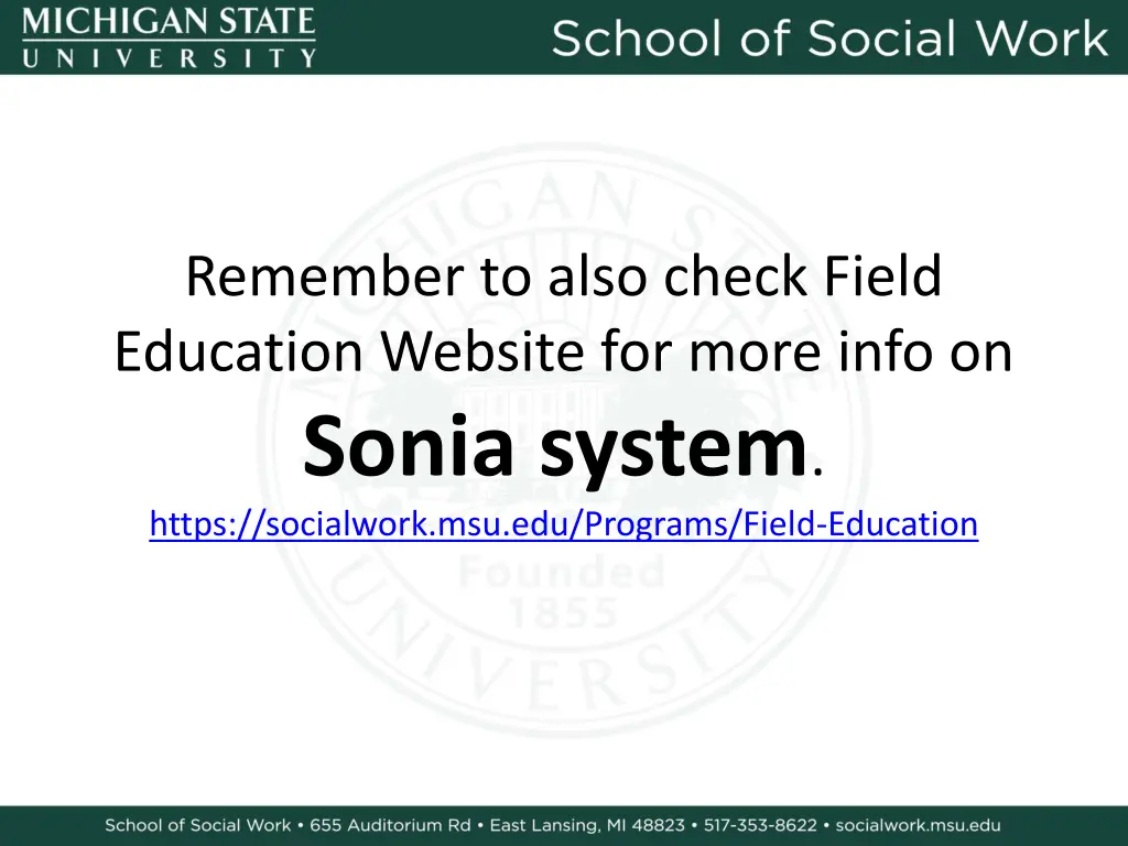 remember to also check field education website