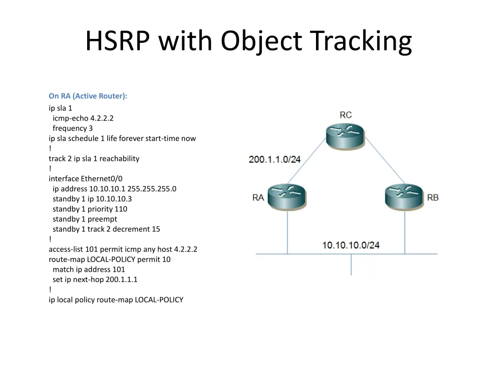 hsrp with object tracking