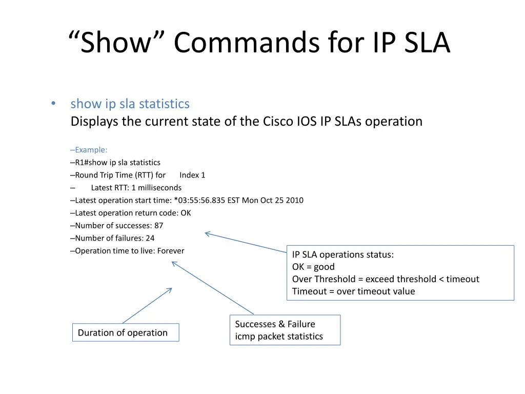 show commands for ip sla