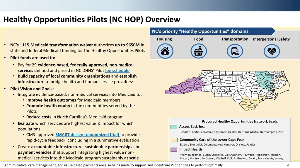 healthy opportunities pilots nc hop overview