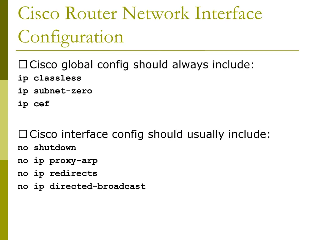 cisco router network interface configuration 1