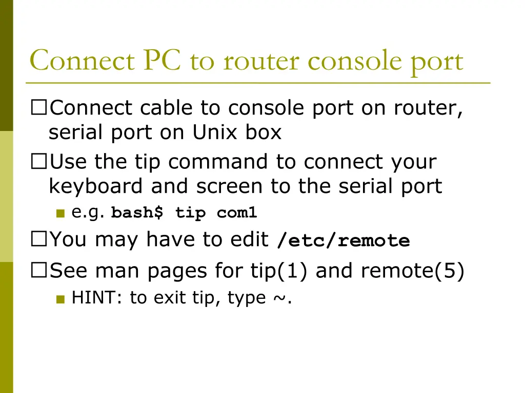 connect pc to router console port