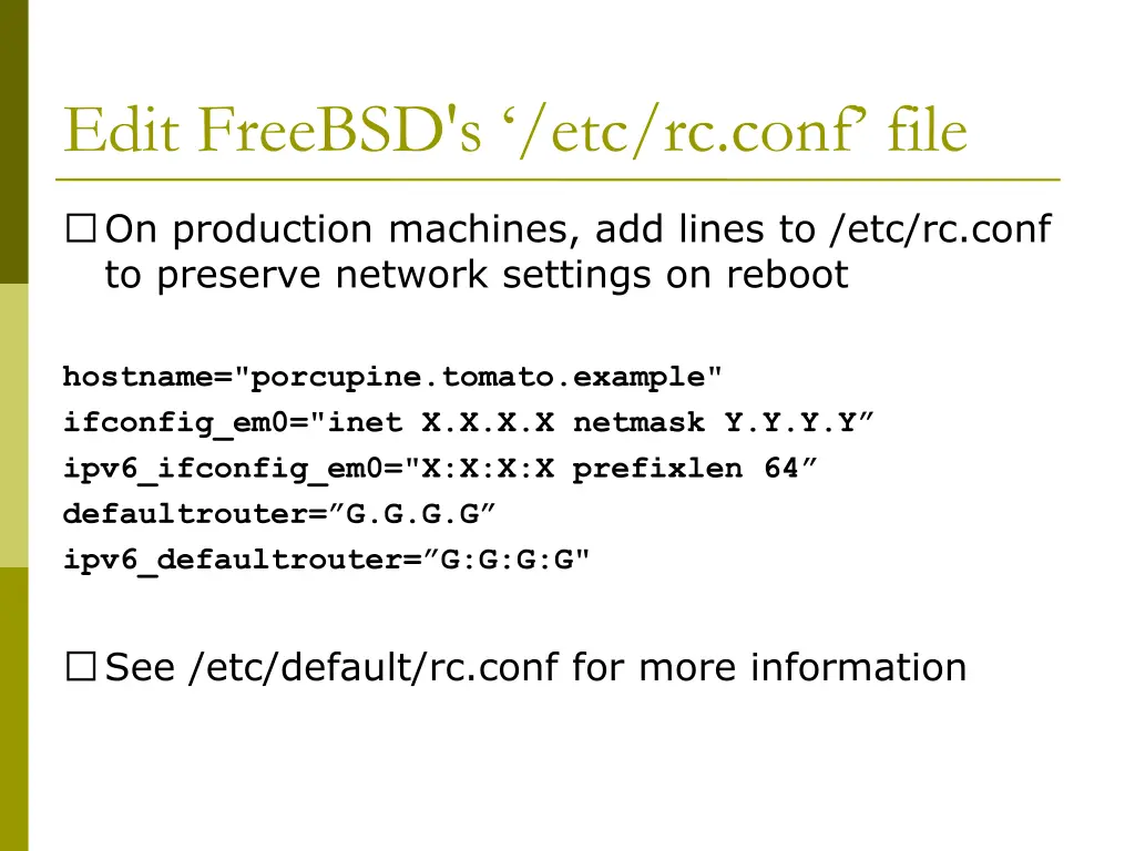 edit freebsd s etc rc conf file