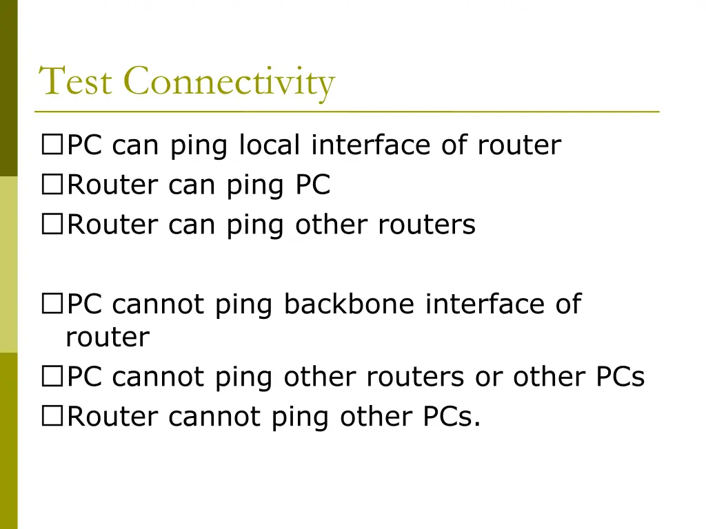 test connectivity