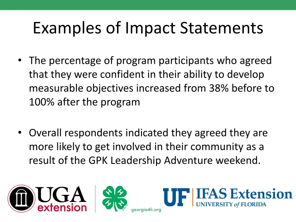 examples of impact statements