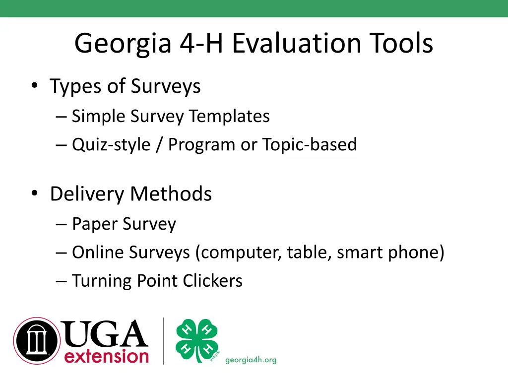 georgia 4 h evaluation tools