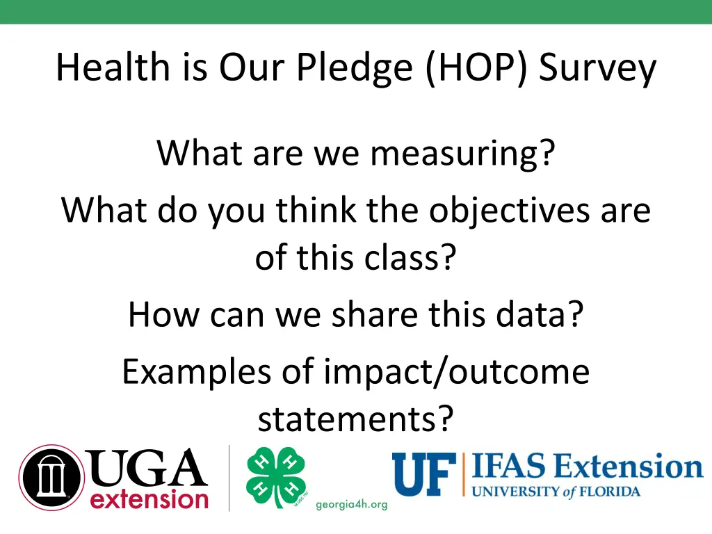 health is our pledge hop survey