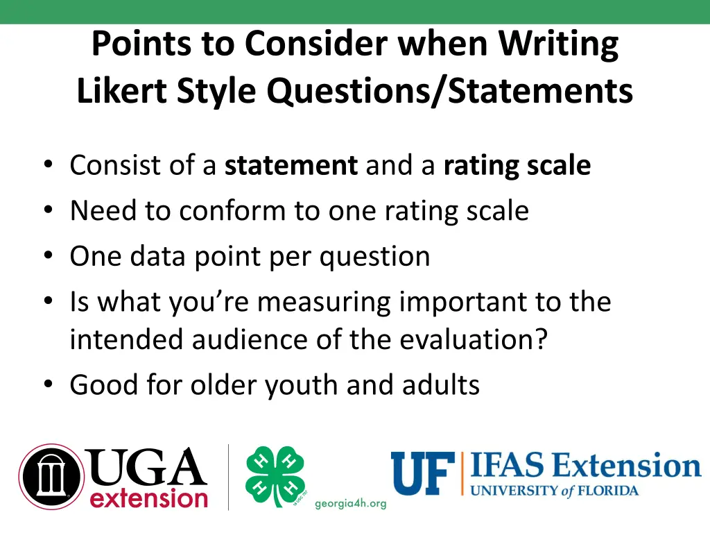 points to consider when writing likert style