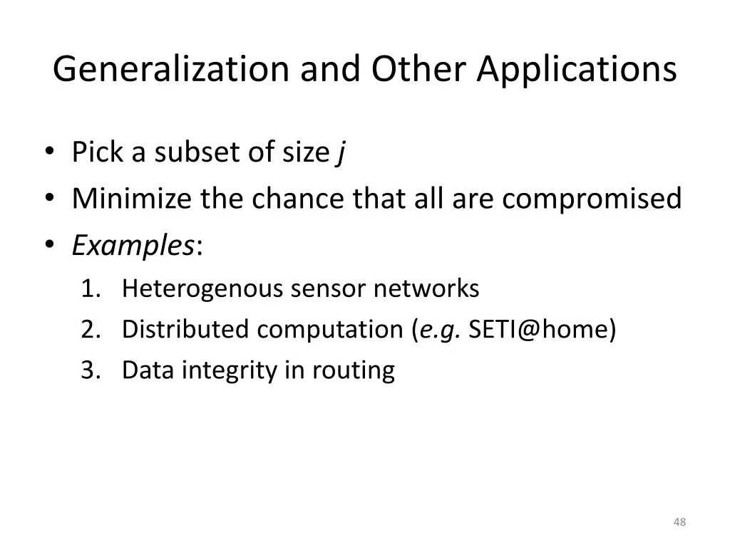 generalization and other applications