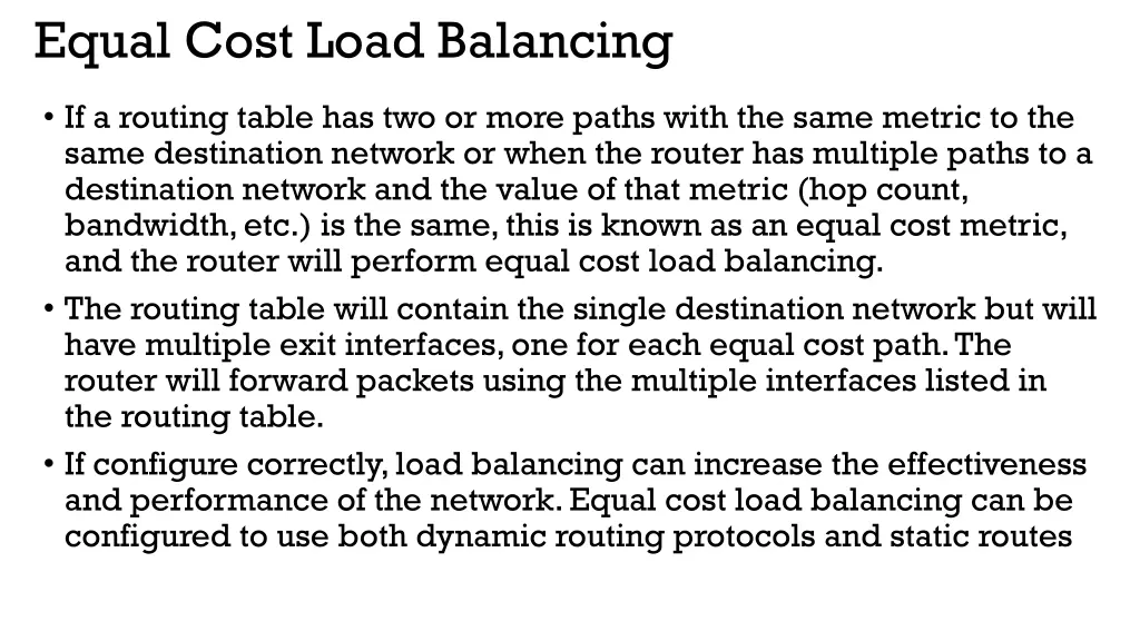 equal cost load balancing