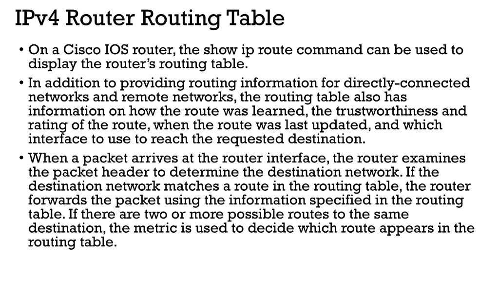 ipv4 router routing table